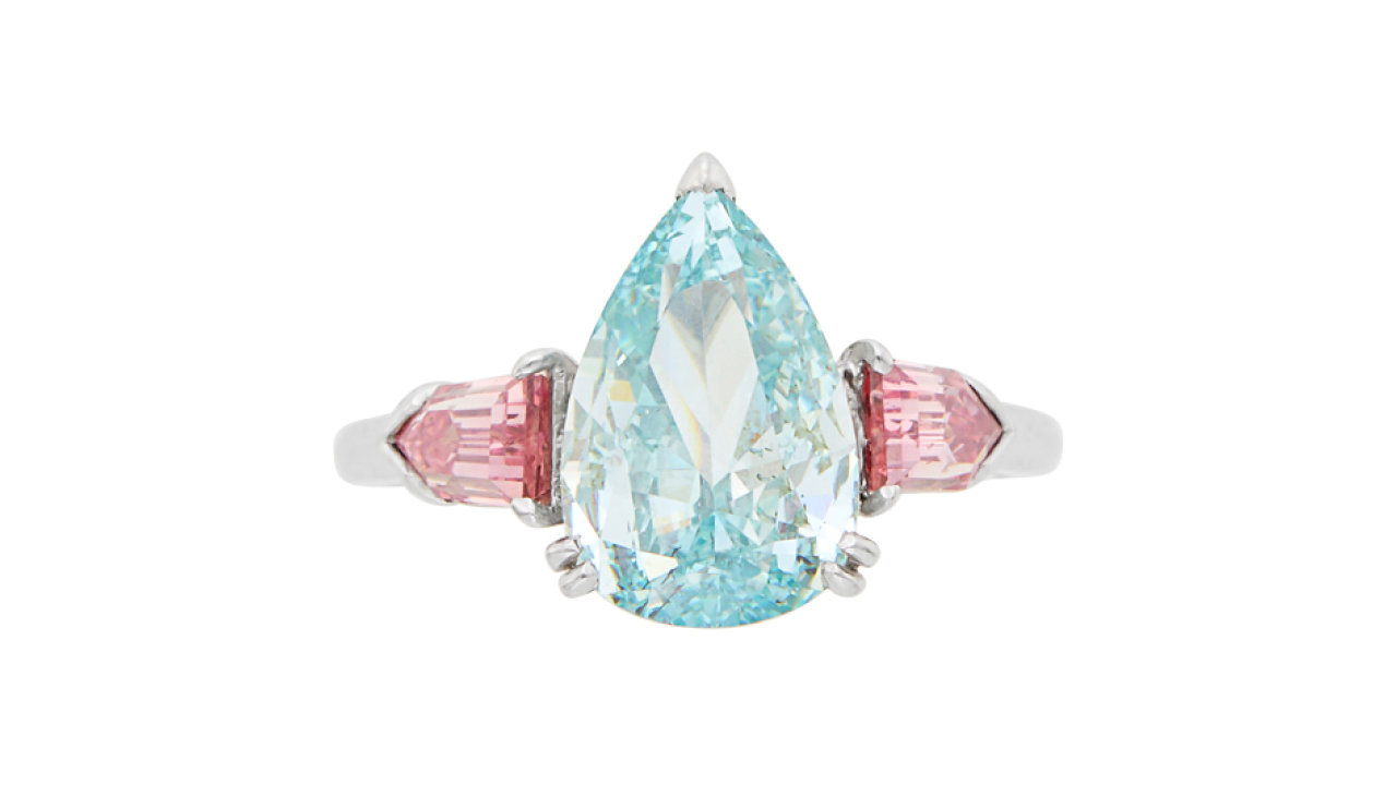 <p></noscript>Bulgari blue-green diamond ring was top seller, bringing in more than $1 million.</p>